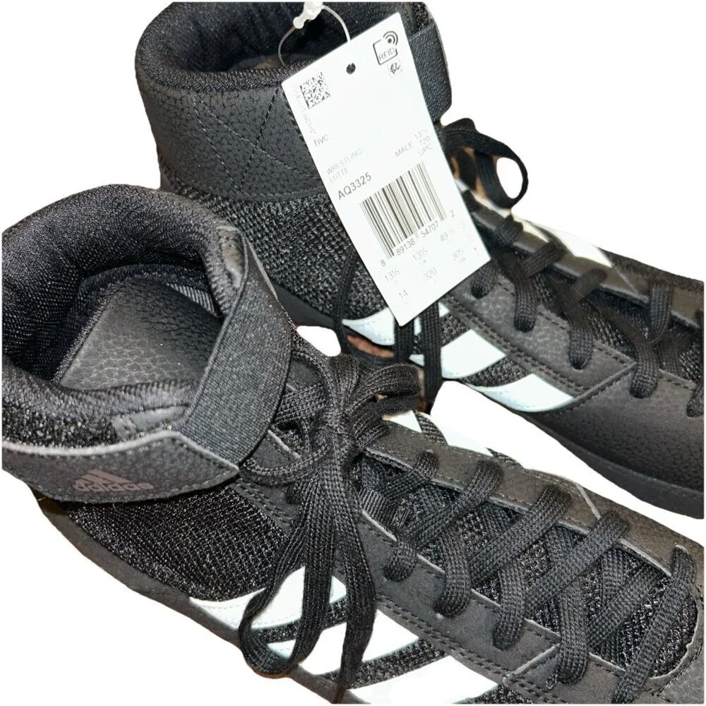 Adidas Hvc Size 14 Wrestling Lutte Black/White Lightweight Shoes, New